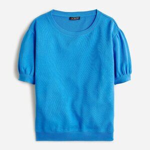 NWT J. Crew Terry Puff Sleeve Sweatshirt in Vivid Blue size M